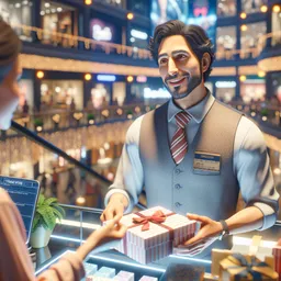 Buying a gift at a shopping mall